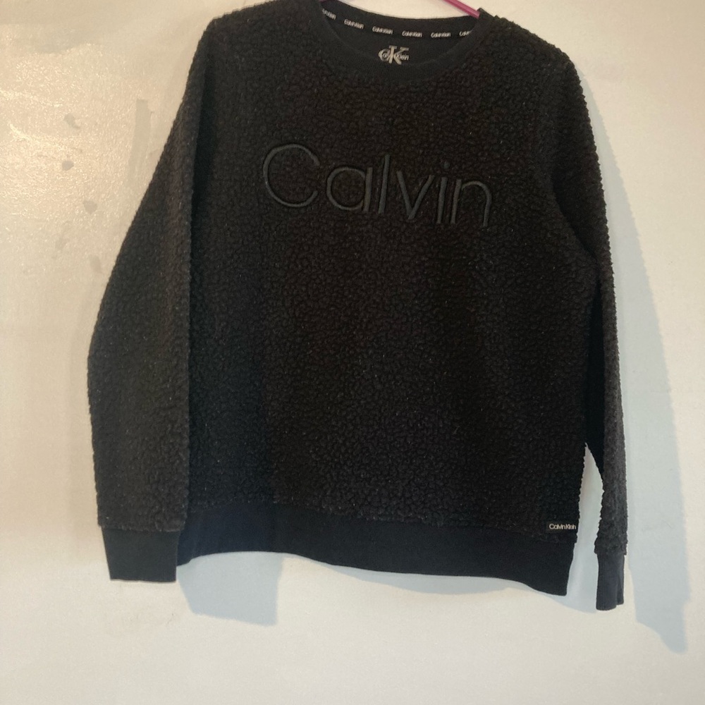 Calvin Klein Black Sherpa Crewneck Sweatshirt